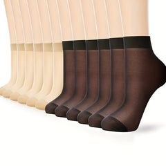 12 Pairs Sheer Mesh Crew Socks Women's Stockings