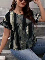 Colorblock Stripe Print Short Sleeve T-shirt