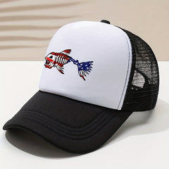 Unisex Breathable Fishbone Print Baseball Cap for Outdoor Sport