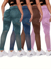 4pcs Hollow Fitness Butt Lifting Leggings High Waist Yoga Tight Pants