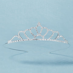 Silvery Princess Tiara Crystal Crown For Birthday Party