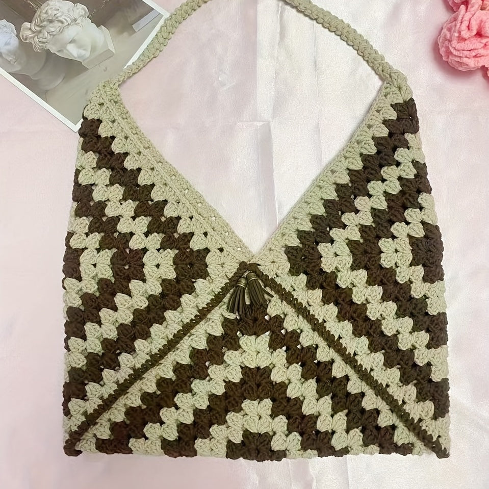 Woolen Crochet Bento Bag Crossbody Large Capacity Shoulder Bag
