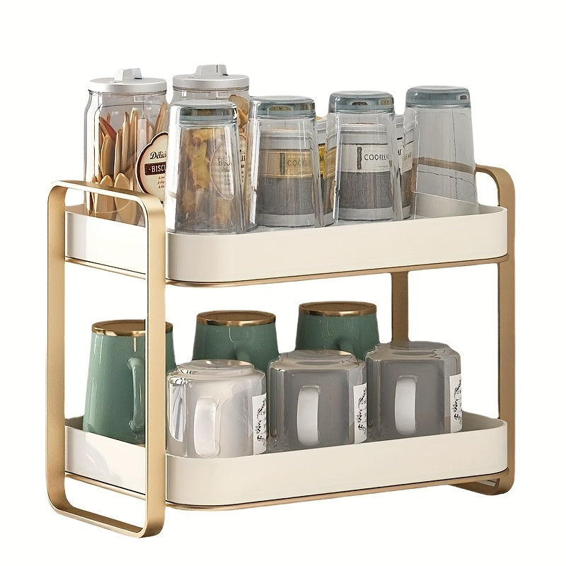 Desktop Storage Rack for Cups and Tea Ware with Drain Tray