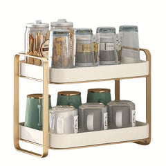 Desktop Storage Rack for Cups and Tea Ware with Drain Tray
