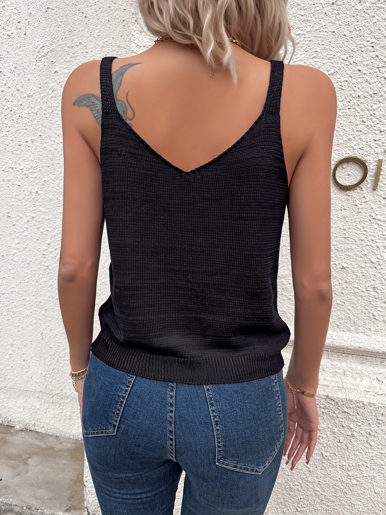 Sleeveless Knitted Tank Top Casual Women's Clothing