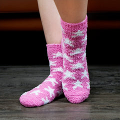2 Pairs Star Pattern Socks Fuzzy & Warm Women's Stockings