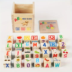 Wooden Letter Blocks Set for Learning Shapes and Colors