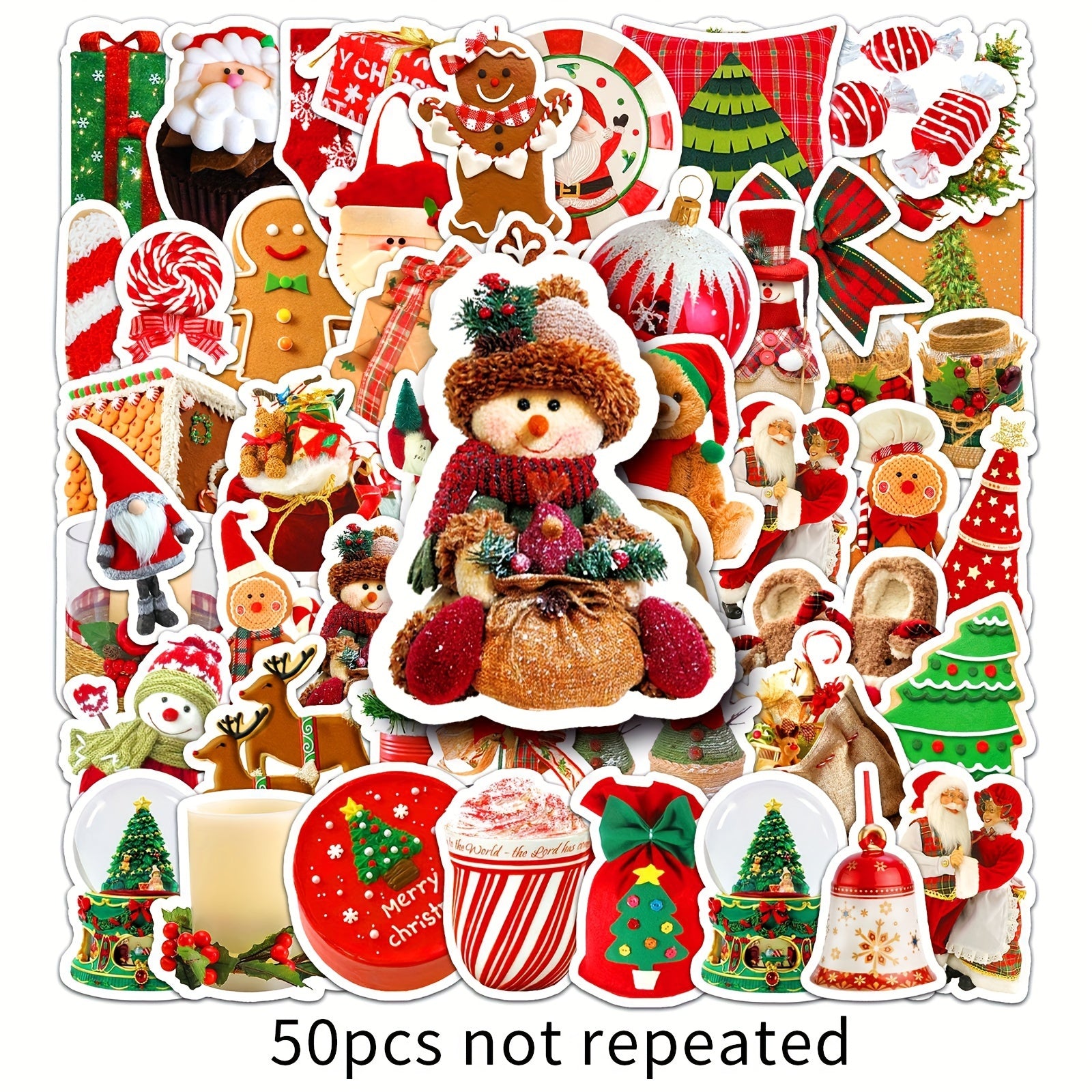 50pcs Christmas Style Party Decoration Stickers Waterproof Stickers
