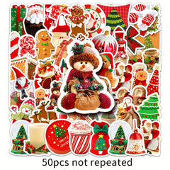 50pcs Christmas Style Party Decoration Stickers Waterproof Stickers