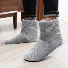 Men's Soft Plush Cozy Booties House Slippers Anti-skid Shoes