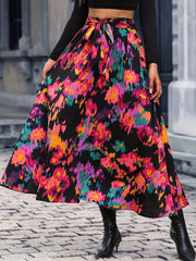 Floral Print Belted Skirt for Women