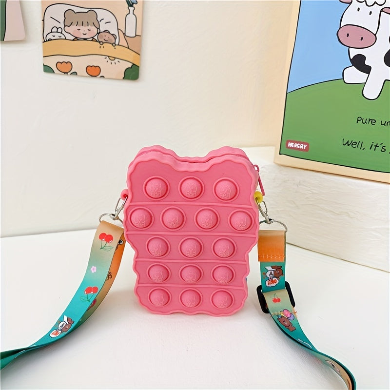 Silicone Bear Coin Purse Bubble Toy Crossbody Bag