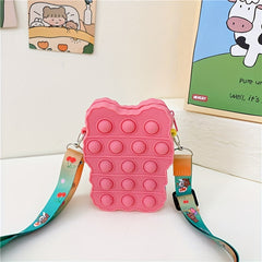 Silicone Bear Coin Purse Bubble Toy Crossbody Bag
