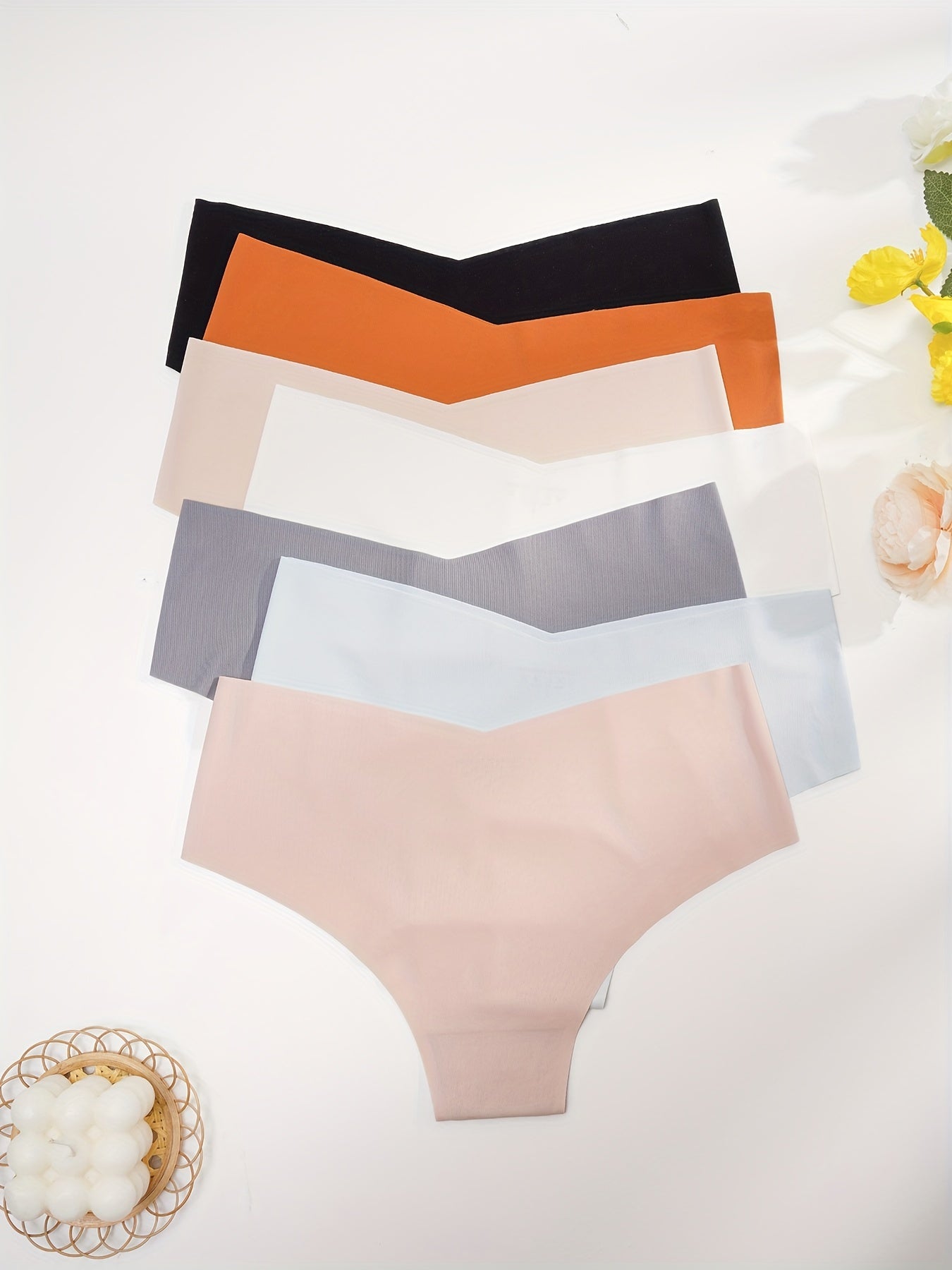 7 Seamless Solid Briefs Comfy Stretchy Panties Women's Lingerie