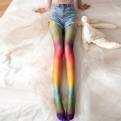 Ombre Colorblock High Waist Pantyhose Women's Stockings