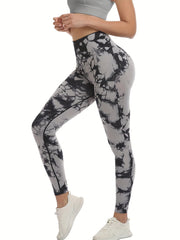 3pcs Tie Dye High Waist Butt Lifting Yoga Leggings Women's Activewear