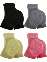 4-Pack High Waist Butt Lifting Workout Shorts for Women