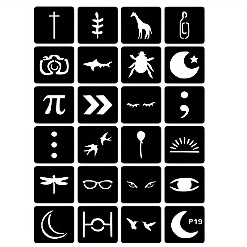 20 Sheets Tattoo Stencil Kit Reusable Airbrush Temporary Tattoos Stencils