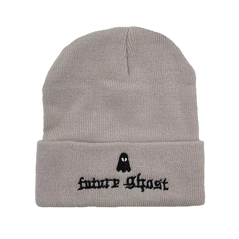 Embroidered Cotton Beanie Letter Print Warm Hat