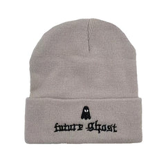 Embroidered Cotton Beanie Letter Print Warm Hat