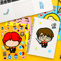6pcs Make A Face DIY Puzzle Stickers Graffiti Big Head Cartoon Stickers