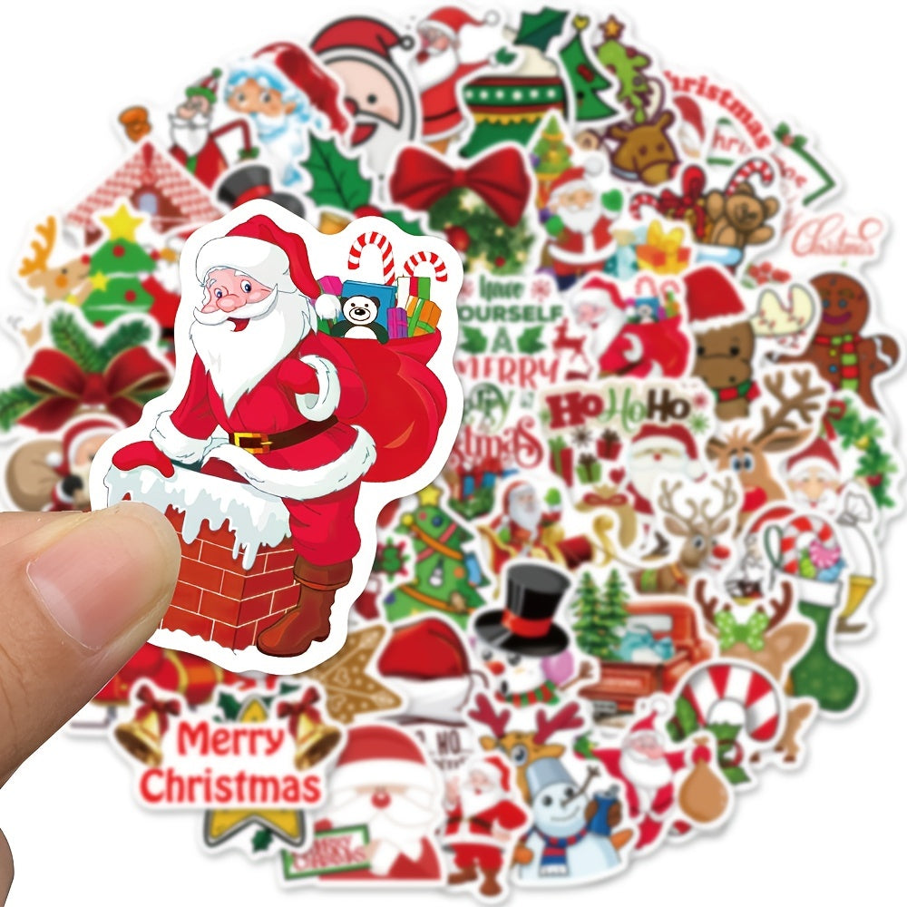 50 Cartoon Christmas Dress Up Stickers Self adhesive Santa Claus Elk Waterproof
