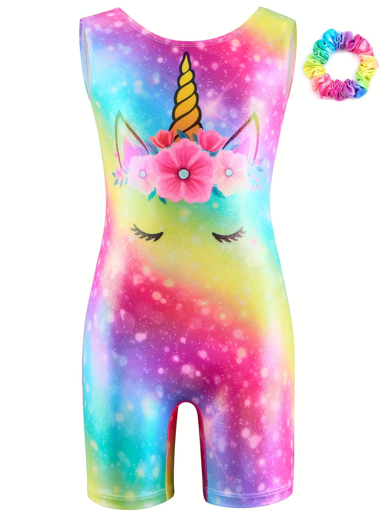 Dreamy Tie Dye Unicorn Print Ballet Leotard for Dance Practice