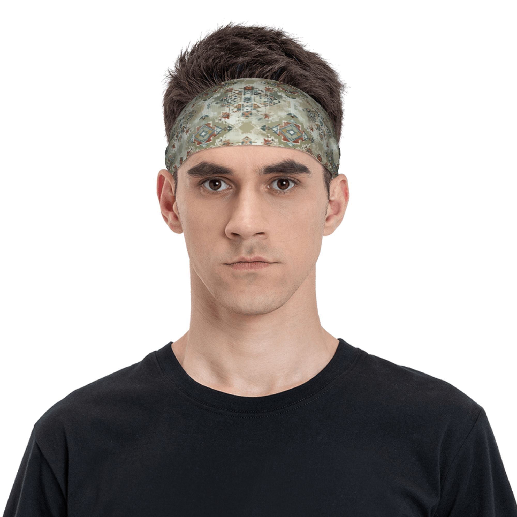Men's Boho Vintage Headband Non Slip Hairband Beige Brown Red Gray Teal Orange