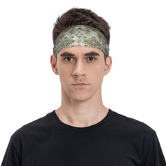 Men's Boho Vintage Headband Non Slip Hairband Beige Brown Red Gray Teal Orange