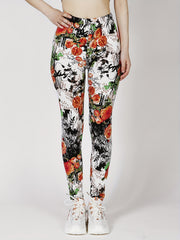 Floral Print Skinny Leggings Casual Stretchy Leggings