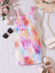 Butterfly Print Square Neck Bodycon Cami Dress for Summer