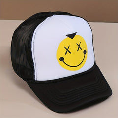 Happy Face Pattern Baseball Cap Dad Hat Adjustable Snapback