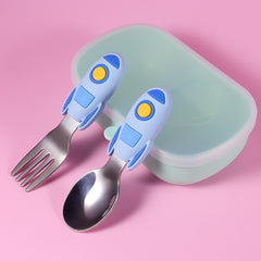 Space Themed Astronaut Rocket Fork and Spoon Set
