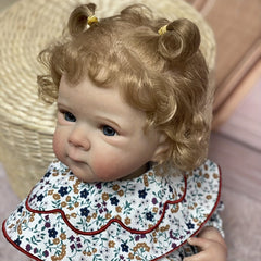 Lifelike Reborn Girl Doll with Rooted Hair & Floral Print Dress