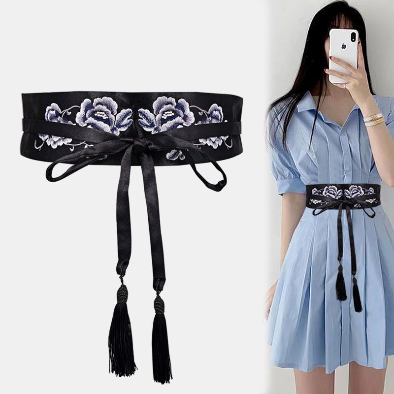 Embroidered Waist Belt Cover Women Hanfu Cloth Belt For Dress