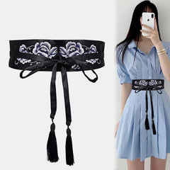 Embroidered Waist Belt Cover Women Hanfu Cloth Belt For Dress