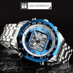 Waterproof Military Watch Stainless Steel Band Analog Sports Quartz
