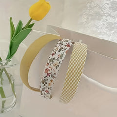 3pcs Sweet Floral Plaid Wide Brim Headband Hair Accessories Gift For Girls