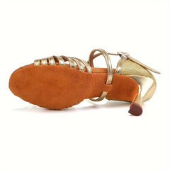 Stylish Women's Latin Dance Shoes with Cross Straps & Medium Heel
