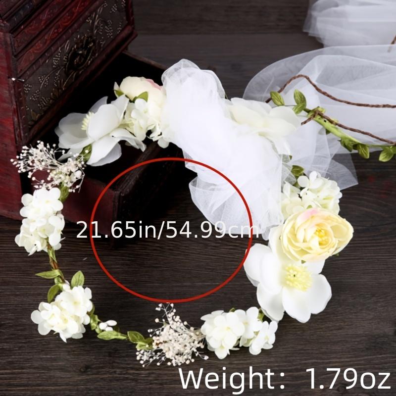 Flower Leaf Bridal Headband Tiara Veil For Women Bride Wedding
