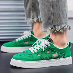 Men's Ripped Lace-up Sneakers Skate Shoes Good Grip