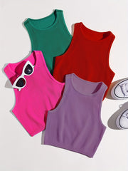 4 Pcs Seamless Rib Knit Tank Top Women's Activewear