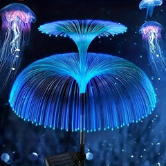 2pcs Solar Jellyfish Fiber Optic Lights for Outdoor Garden Decoration