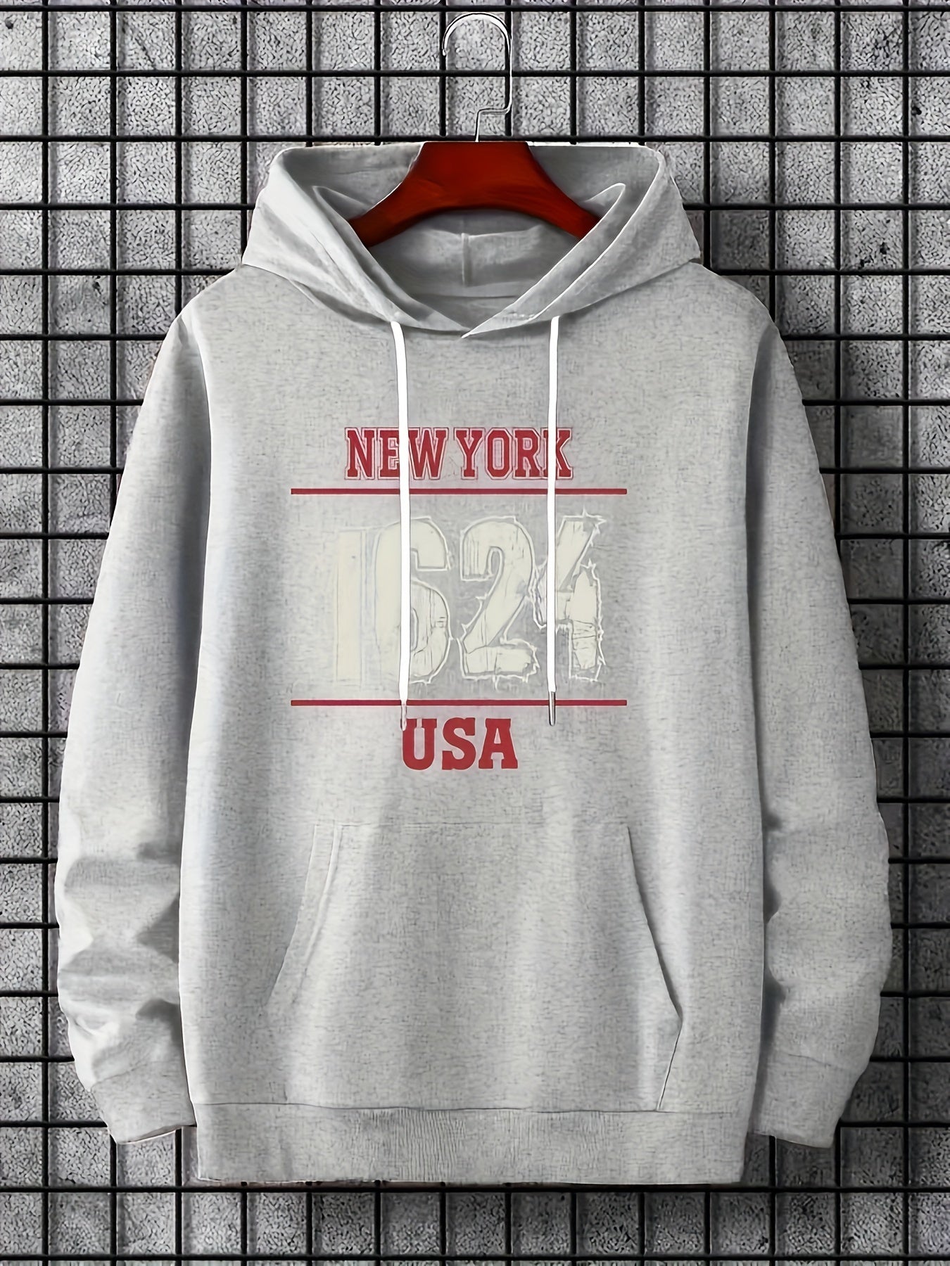 Men's 1624 Print Hoodie Slightly Stretch Breathable Hooded Sweatshirt
