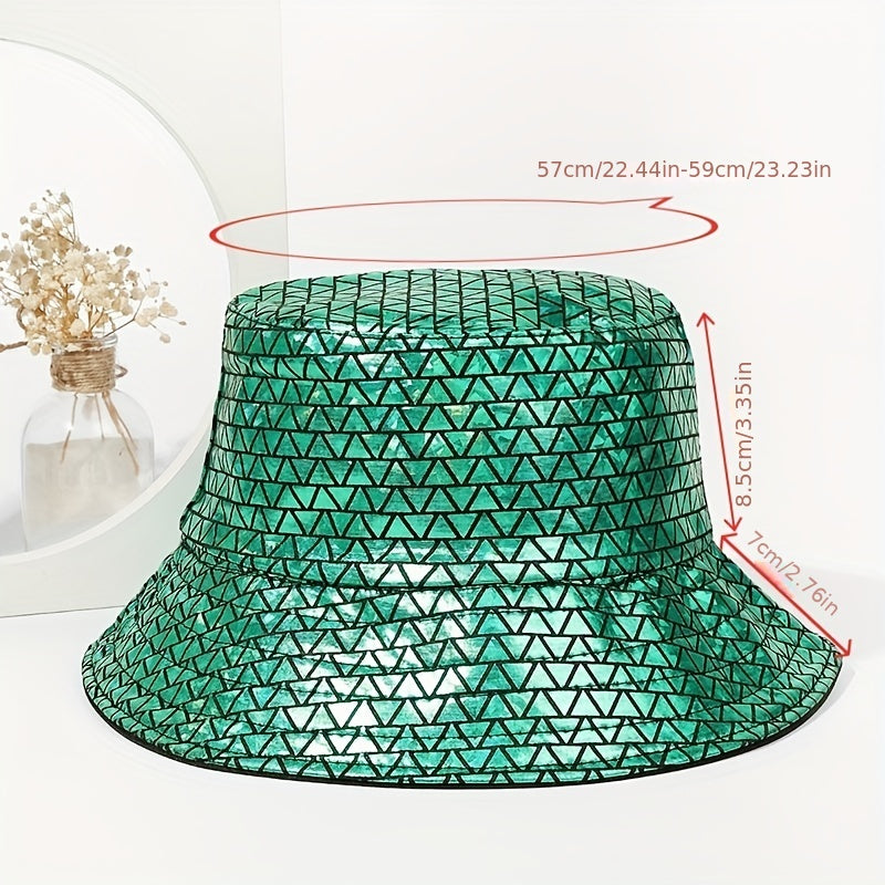 Double Sided Fisherman Hat Green Triangle Laser Street Style Bucket Hat