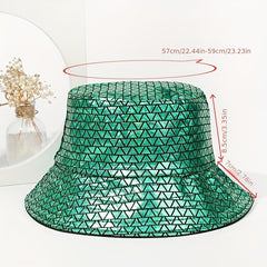 Double Sided Fisherman Hat Green Triangle Laser Street Style Bucket Hat