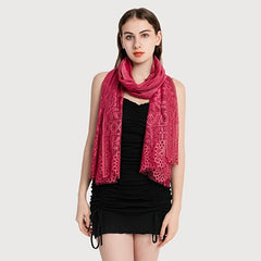 Solid Hollow Circle Flower Long Scarf Headband Women's Scarf