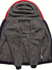 Kid's Block Stitching Fleece Jacket Zip Up Hoodie Coat