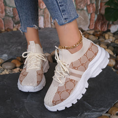 Women's Graphic Running Shoes Shock Absorption Chunky Sneakers