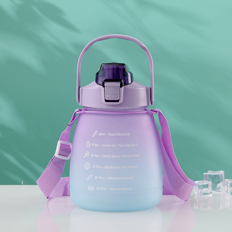 1300ml Motivational Water Bottle with Time Marker & Strap